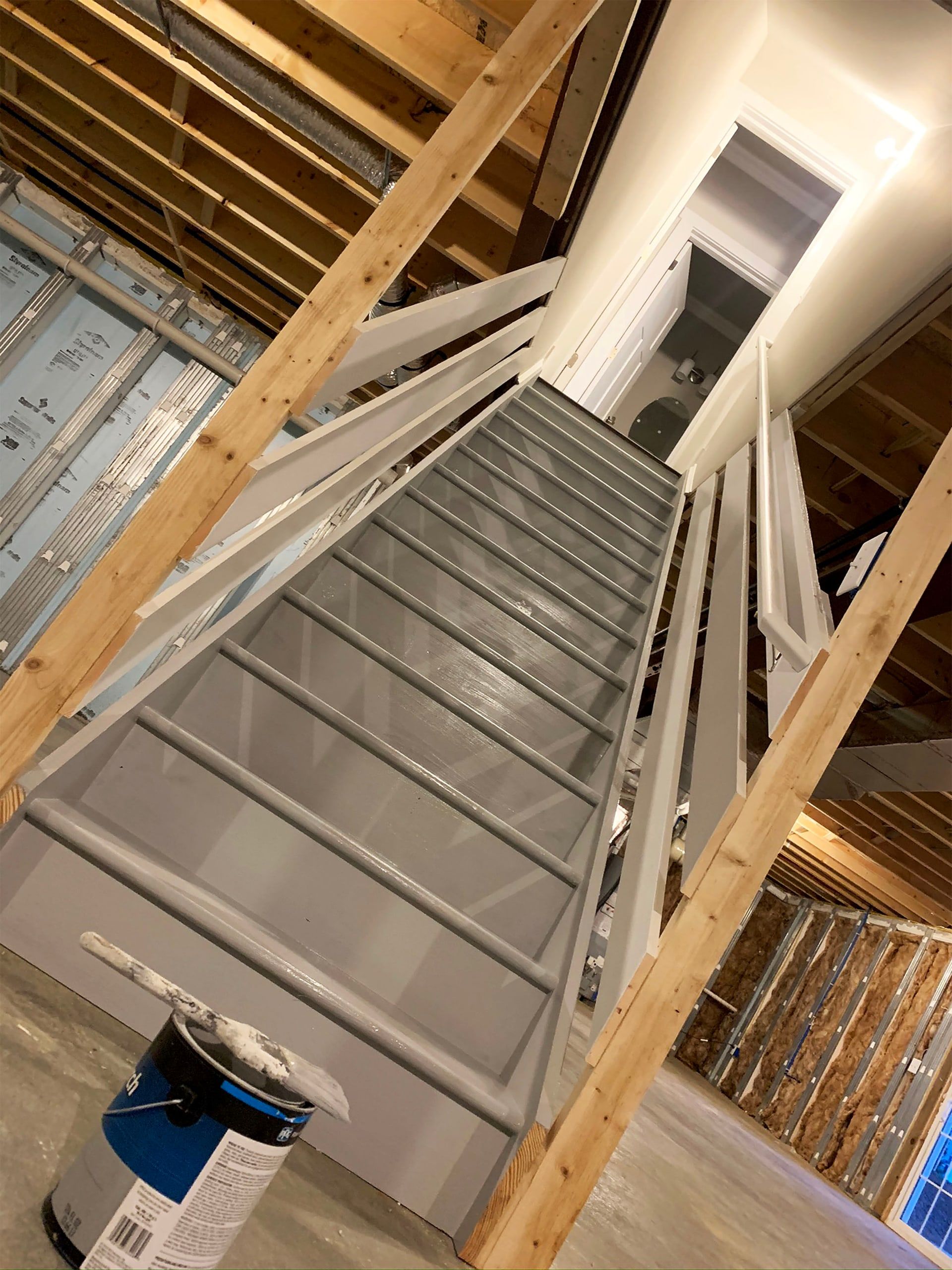 Basement Steps Painting, Gray Porch Paint, Waterproof Painting, Basement Stairway Painting