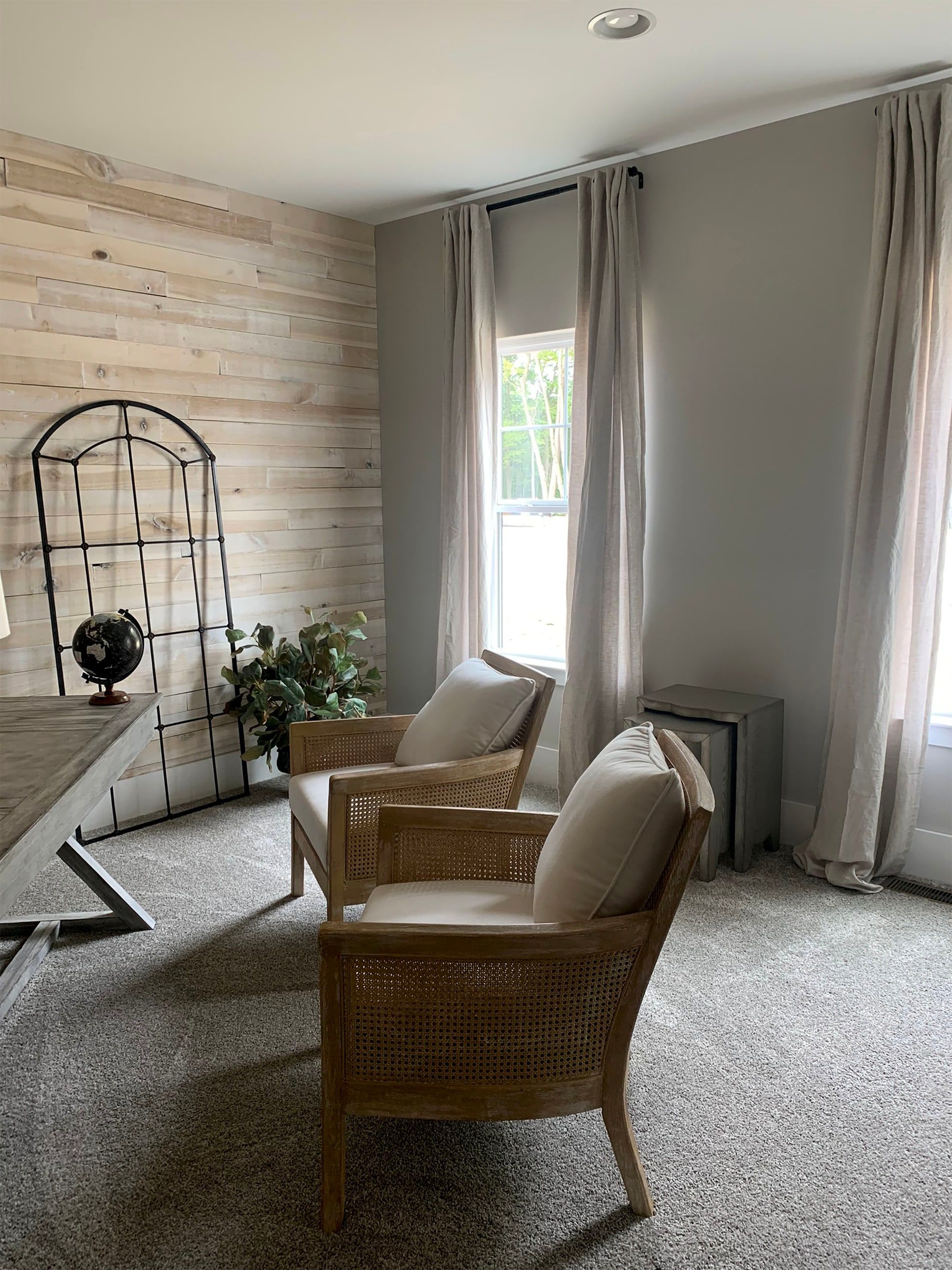 Custom Color Flat Walls, Office Painting, Off-White Ceiling, Painted Woods on Wall