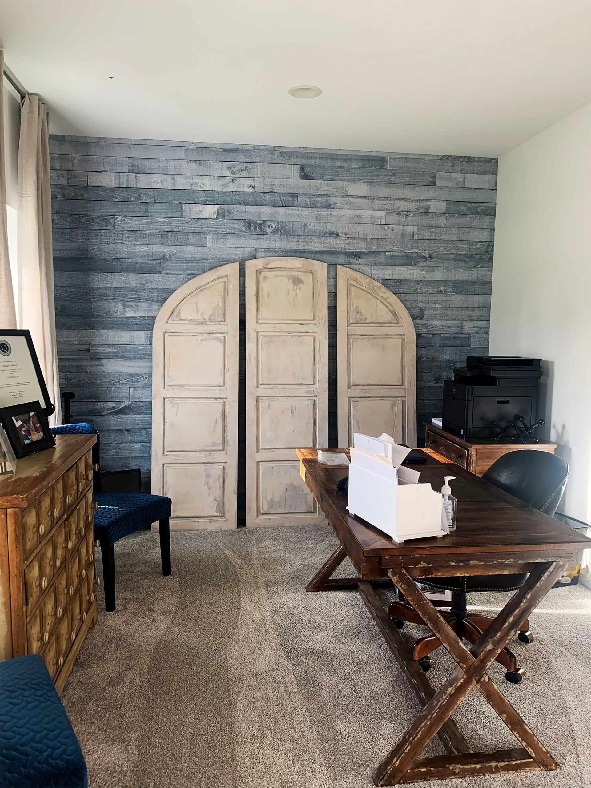 Custom Color Office Painting, Office Painters, Blue Painted Wood Wall, Traditional Painting