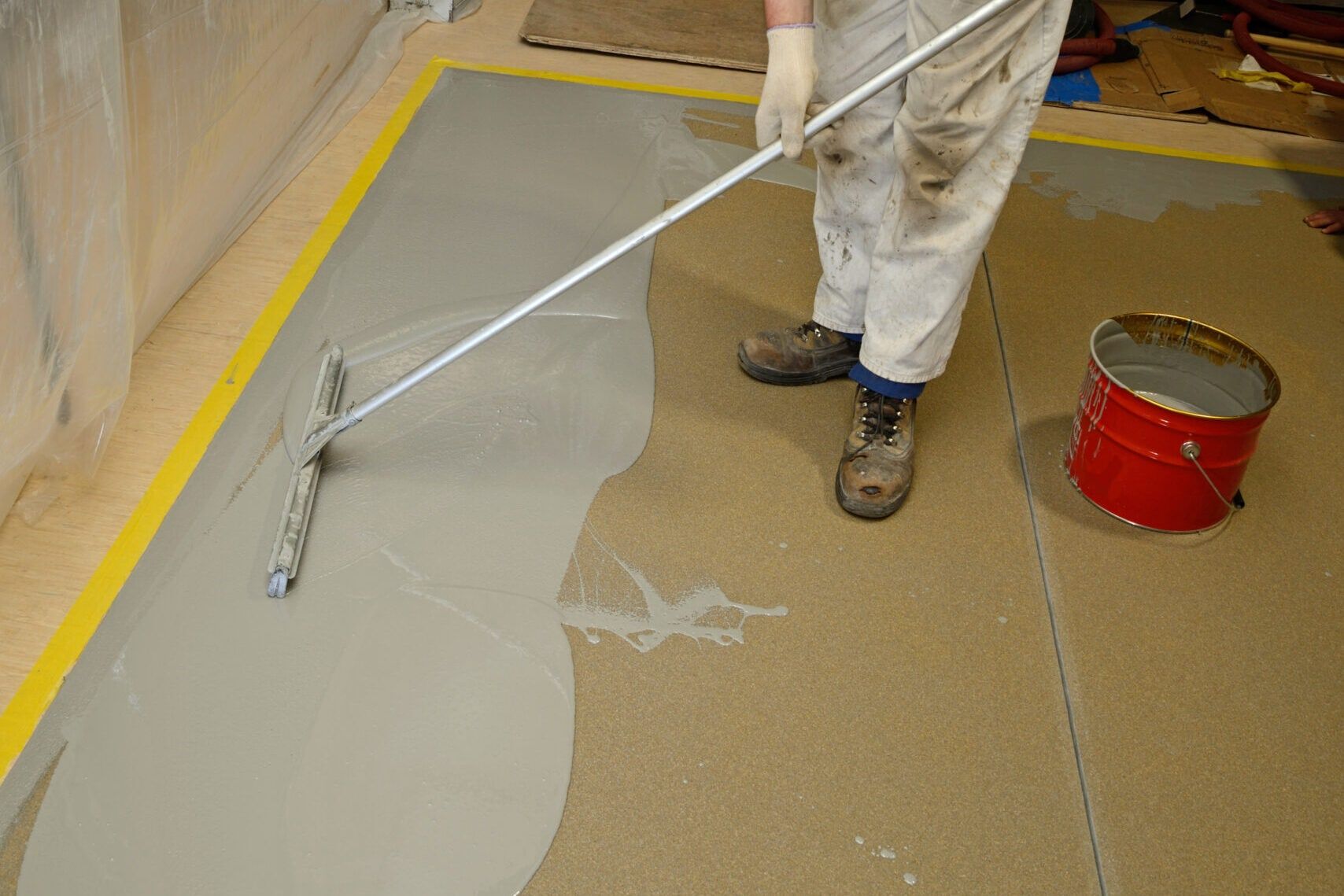 Glossy epoxy coating on a garage floor