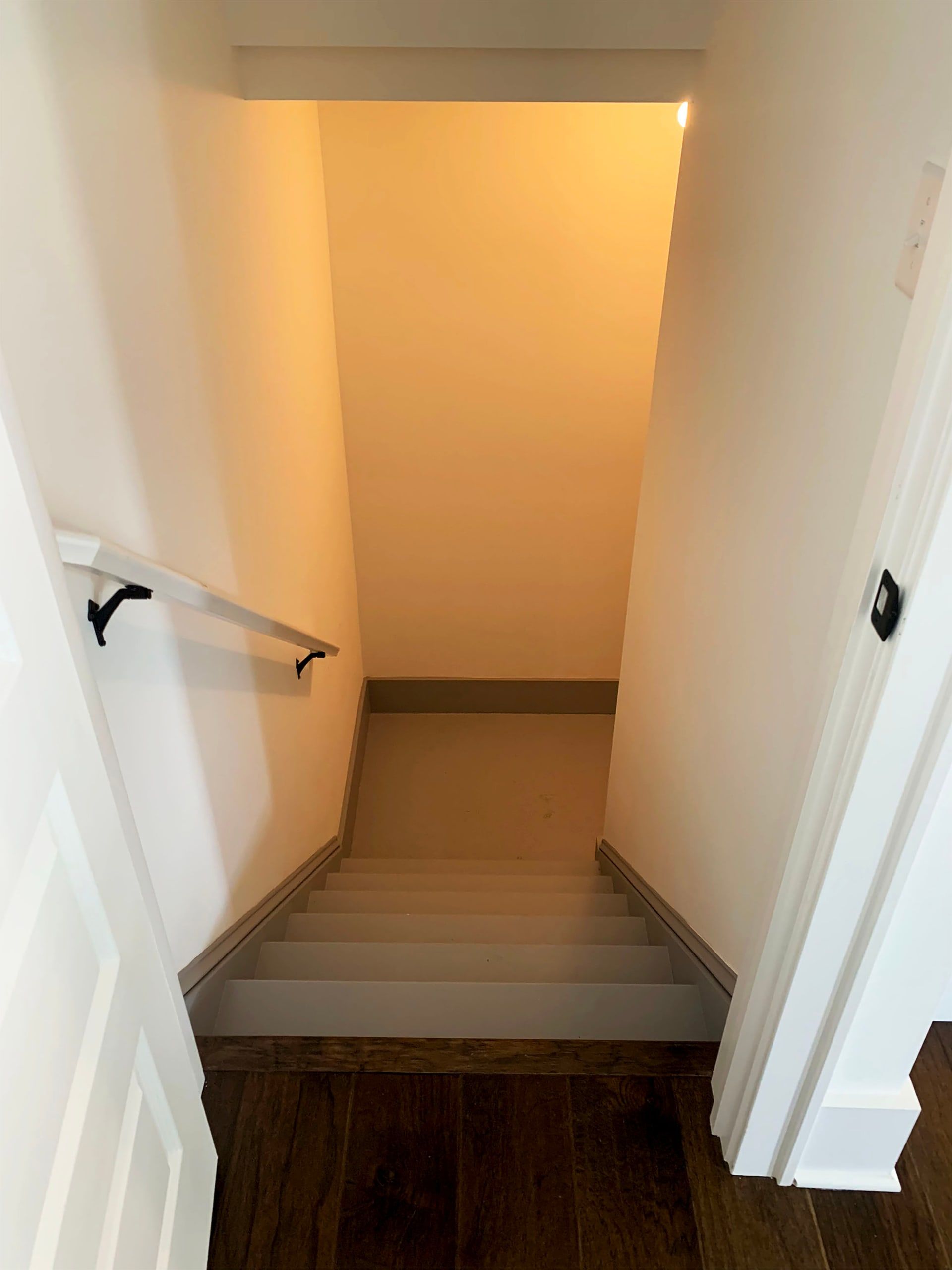 Gray Porch Paint on Basement Steps, Basement Stairway Painting, Basement Steps Painting