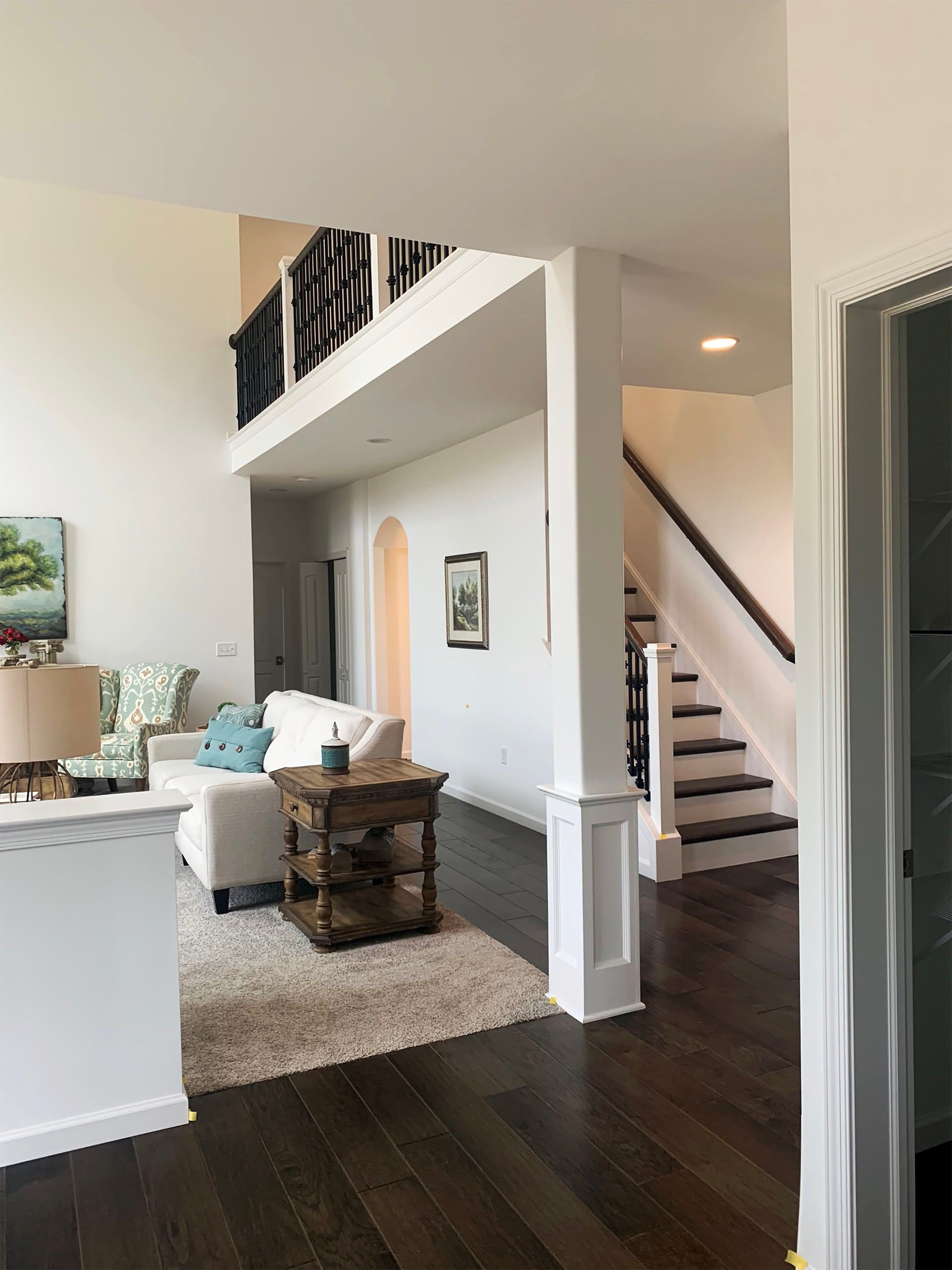 Custom Painting, Stained Steps, Gloss Trims, Hallway Painting, Entrance Painting