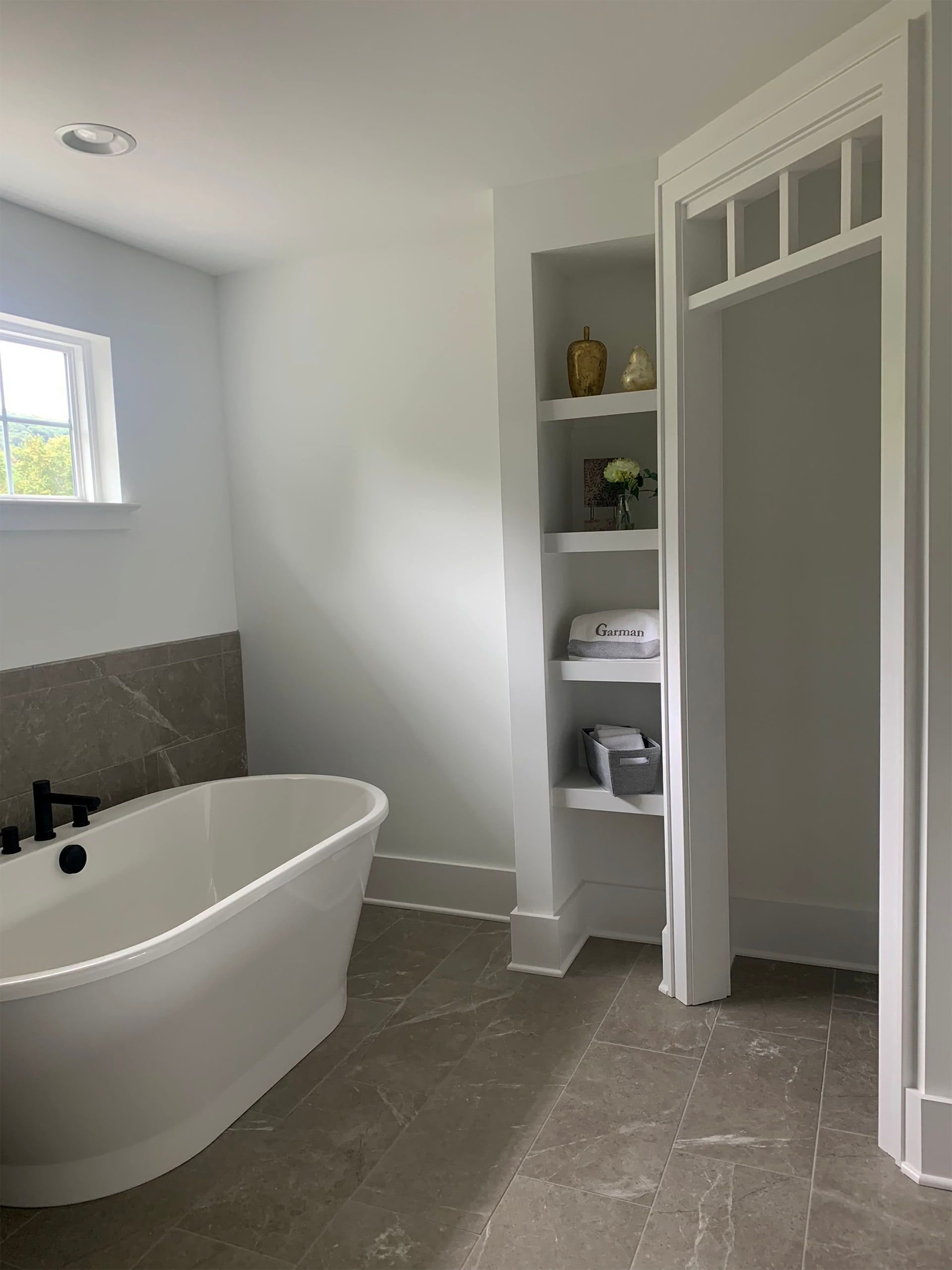 White Flat Walls, Semi-Gloss Trims, Master Bathroom Painters, Lancaster